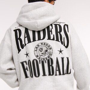 A&F Las Vegas Raiders Men's Large Heather Gray Embroidery Graphic Popover Hoodie